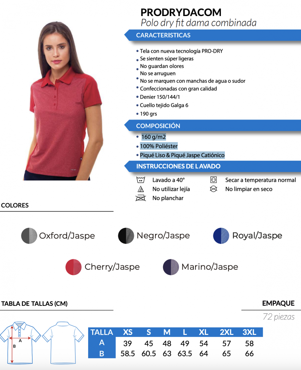 Polo Dry Fit Dama Combinada
