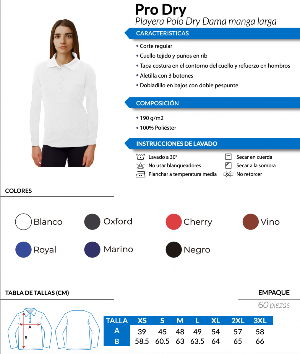 Polo Pro Dry Manga Larga Mujer