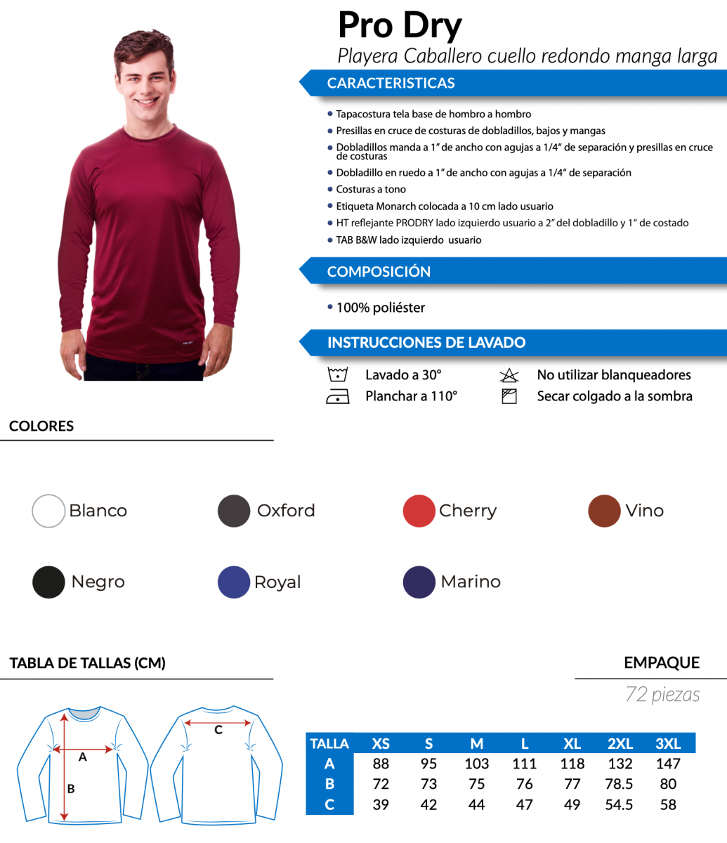 Playera Dry Fit Manga Larga Hombre