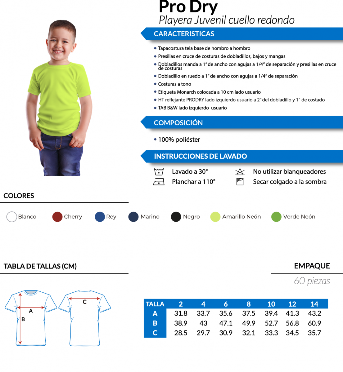 Pro Dry Playera Juvenil cuello redondo